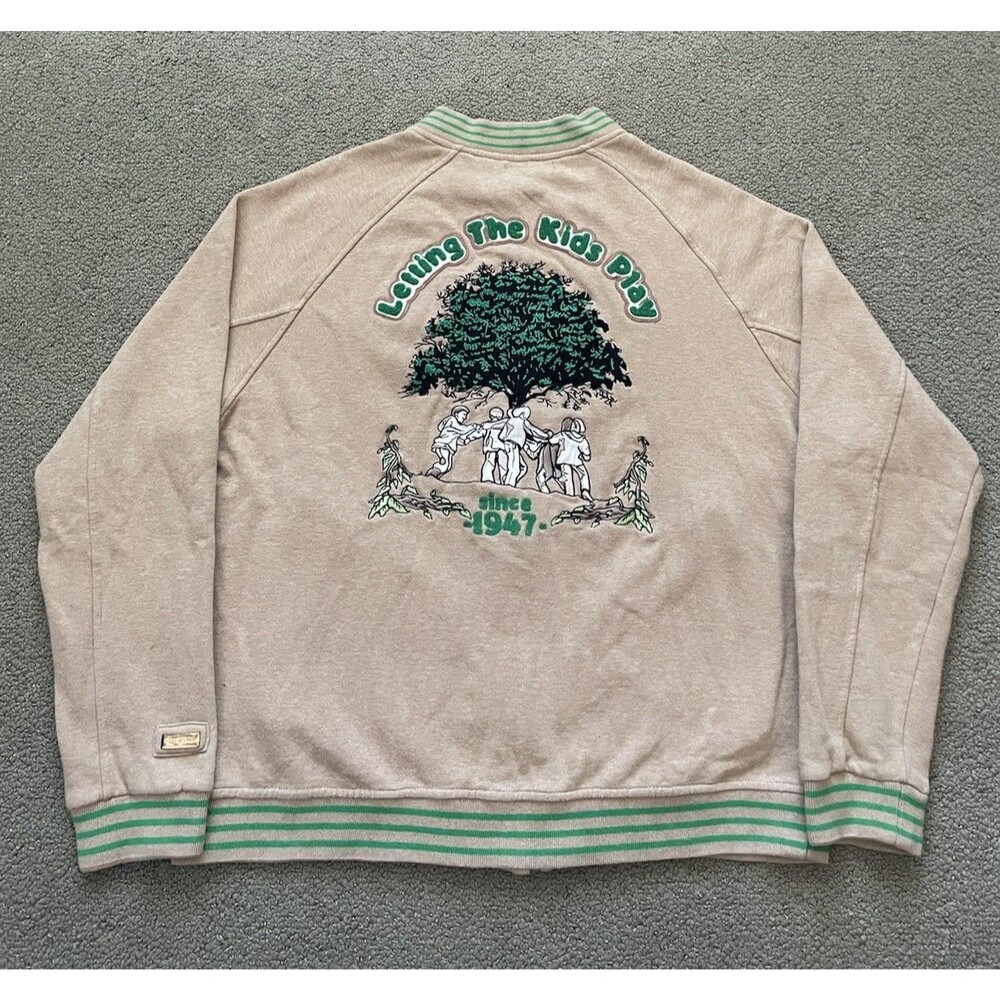 Vintage Y2K LRG Jacket Large Beige Green Tree Embroidered Graphic Zip Up